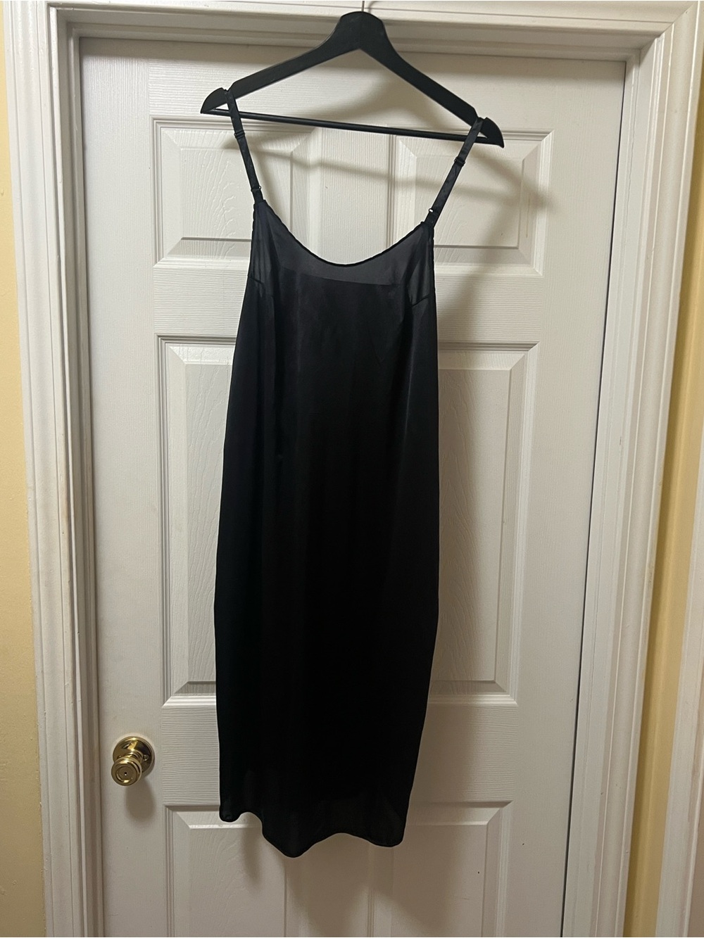 Black Vintage Slip Chemise Nightdress - Classic Nylon Women's Sleepwear